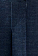 Navy Check Wide Leg Tailored Trousers