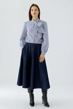 Dark Wash Denim Midi Skirt