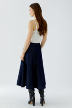Dark Wash Denim Midi Skirt