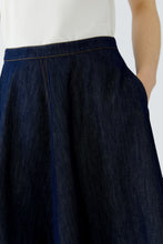 Dark Wash Denim Midi Skirt