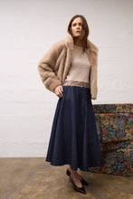 Dark Wash Denim Midi Skirt