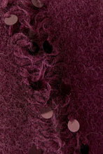 Burgundy Sequin Trim Knit Cardigan