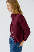 Burgundy Sequin Trim Knit Cardigan