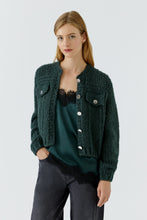 Forest Green Textured Knit Cardigan