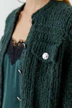 Forest Green Textured Knit Cardigan