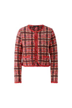Pink Check Knit Cropped Cardigan