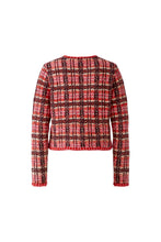 Pink Check Knit Cropped Cardigan