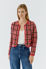 Pink Check Knit Cropped Cardigan
