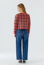 Pink Check Knit Cropped Cardigan