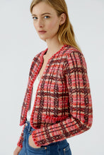 Pink Check Knit Cropped Cardigan