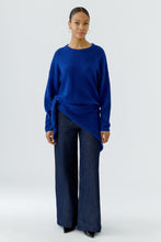 Knitted Triangle Scarf - Royal Blue