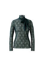 Emerald Green Lace Tie-Neck Top
