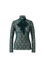 Emerald Green Lace Tie-Neck Top