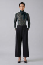 Emerald Green Lace Tie-Neck Top