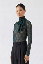 Emerald Green Lace Tie-Neck Top