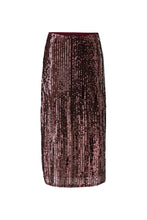 Burgundy Sequin Midi Skirt