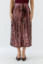Burgundy Sequin Midi Skirt