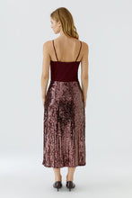 Burgundy Sequin Midi Skirt
