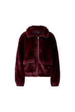 Burgundy Faux Fur Zip Jacket