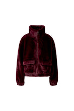 Burgundy Faux Fur Zip Jacket