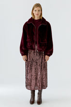 Burgundy Faux Fur Zip Jacket