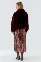Burgundy Faux Fur Zip Jacket