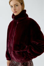 Burgundy Faux Fur Zip Jacket