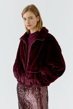 Burgundy Faux Fur Zip Jacket