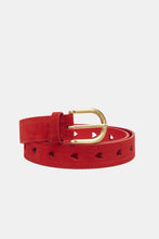 Cut It Out Heart Belt Suede/Leather - Red Hot Chilli