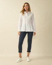 White Button-Through Peplum Shirt