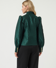Emerald Textured Blouse with Statement Buttons