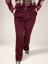 Burgundy Corduroy Straight-Leg Trousers