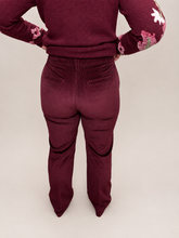Burgundy Corduroy Straight-Leg Trousers