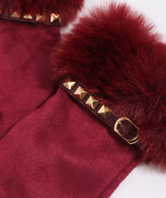 Chiara Fur Cuff Gloves – Burgundy