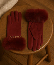 Chiara Fur Cuff Gloves – Burgundy