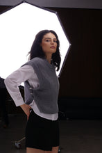 Grey Knit Vest with Side Buttons