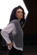 Grey Knit Vest with Side Buttons