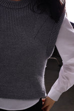 Grey Knit Vest with Side Buttons