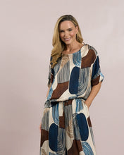 Decollage Graphic Print Top - Navy