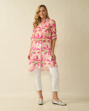 Printed Long Line Blouse / Dress - Fuchsia