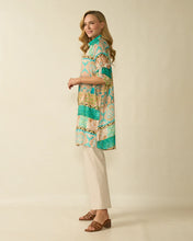 Printed Long Line Shirt / Dress - Aqua