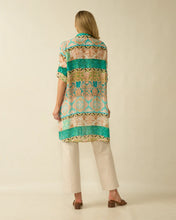 Printed Long Line Shirt / Dress - Aqua