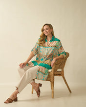 Printed Long Line Shirt / Dress - Aqua