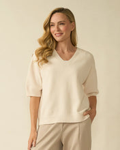 V- Neck Short Sleeve Knit - Cream