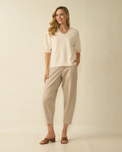 V- Neck Short Sleeve Knit - Cream