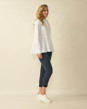 White Button-Through Peplum Shirt