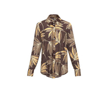 Bold Print Satin Shirt - Brown Leaf