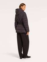 Chocolate Brown Hooded Belted Puffer Jacket