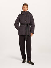 Chocolate Brown Hooded Belted Puffer Jacket