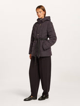 Chocolate Brown Hooded Belted Puffer Jacket